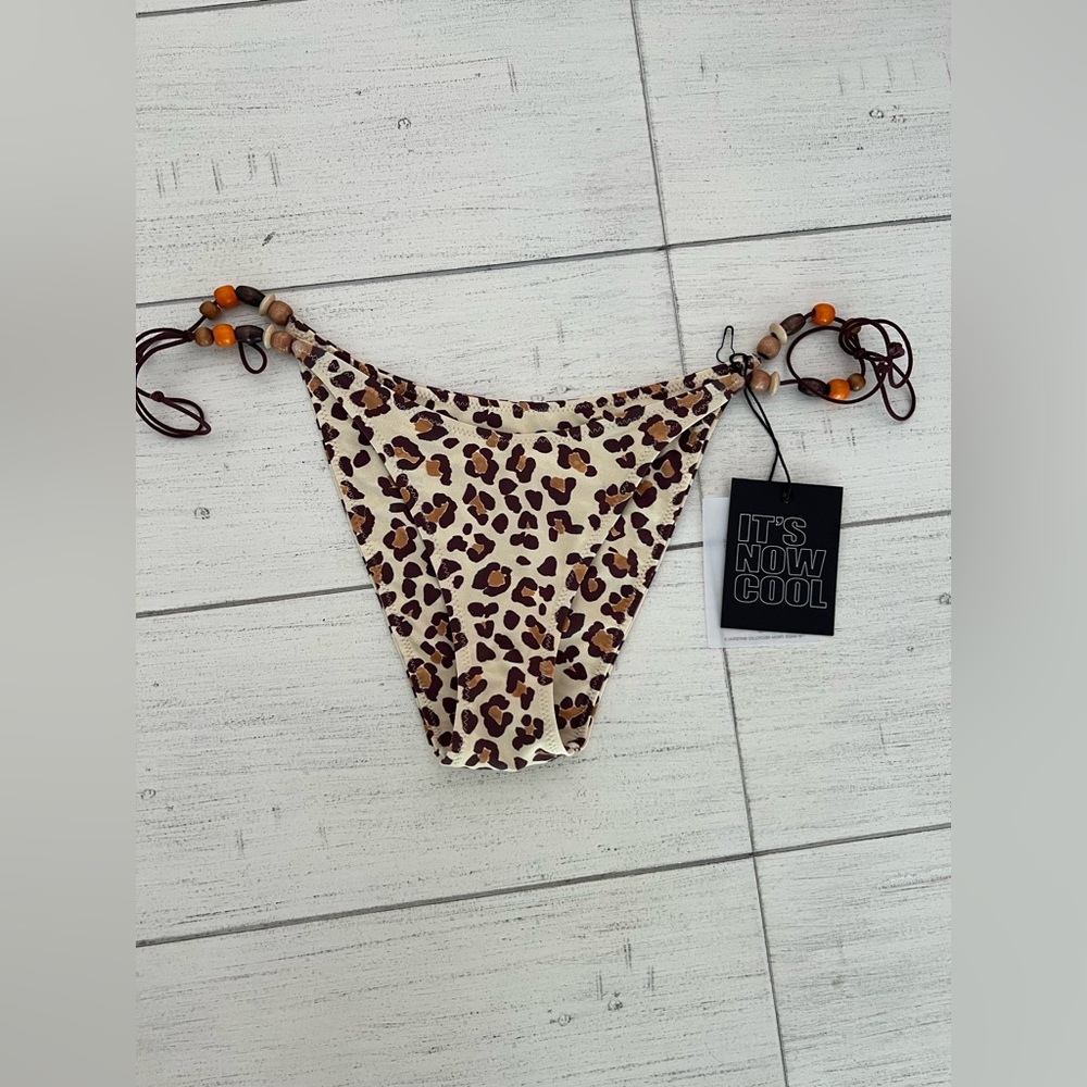 It’s Now Cool x Revolve The 90s Side Tie Bikini Bottom Cheetah Size S NWT